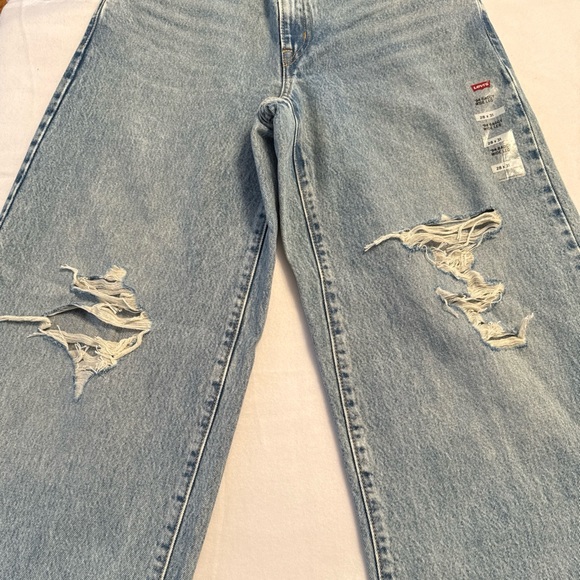 Levis 94 Baggy Distressed Jeans Womens Size 28 Light Wash Wide Leg NEW with Tag - Picture 6 of 13